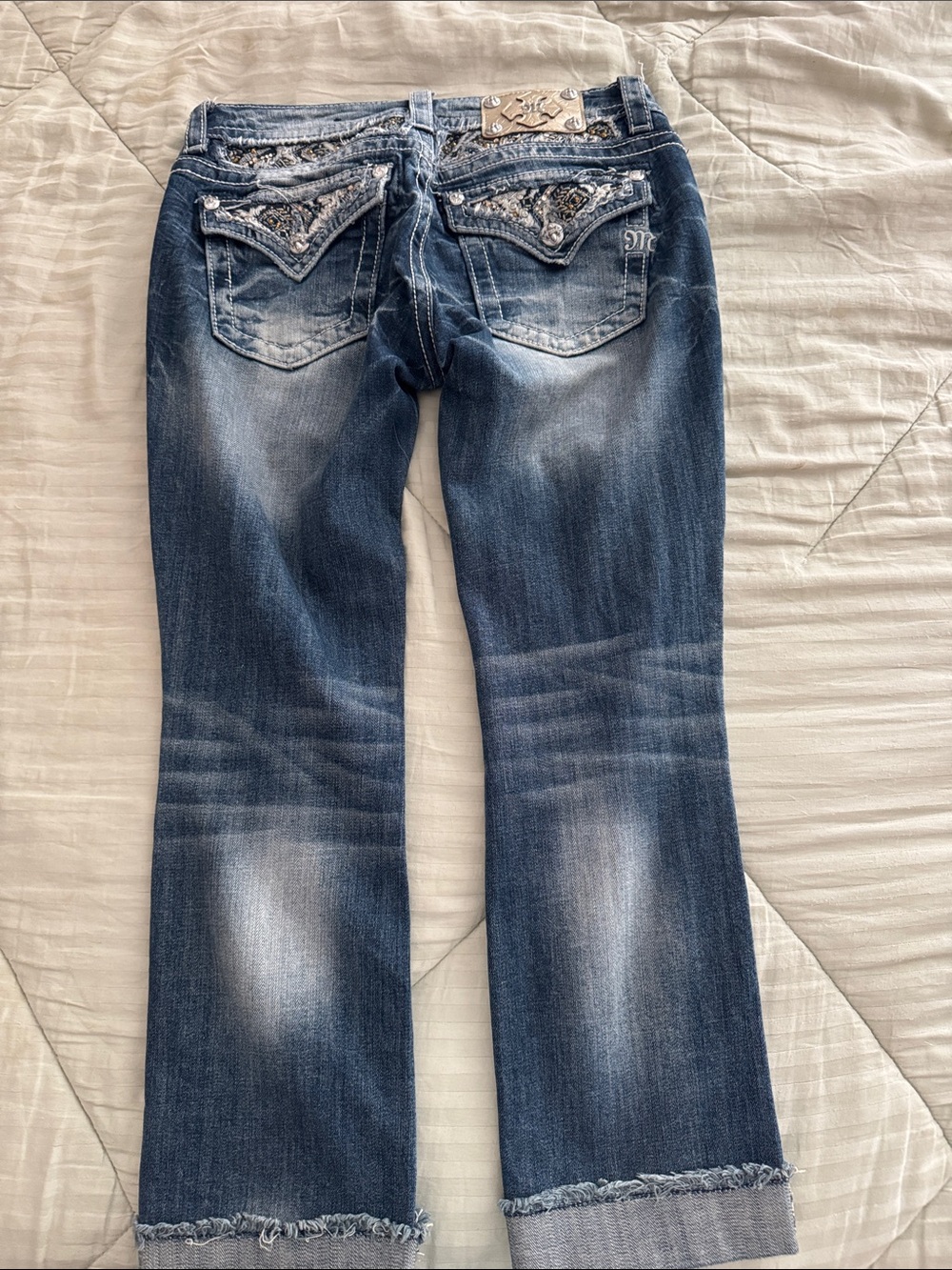 Miss Me Dark Blue Distressed Cropped Jeans - Picture 8 of 8